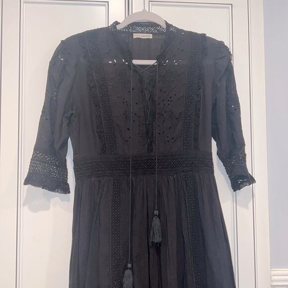 ULLA JOHNSON EUC black midi size 4 - Picture 1 of 11